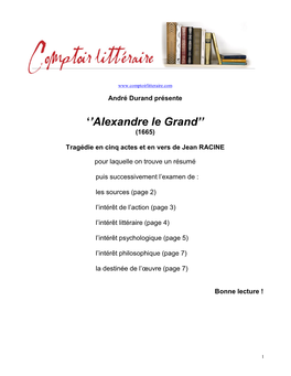 RACINE- Alexandre Le Grand