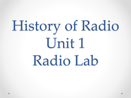 History of Radio