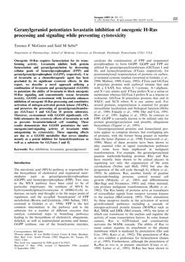 Geranylgeraniol Potentiates Lovastatin Inhibition of Oncogenic H-Ras Processing and Signaling While Preventing Cytotoxicity