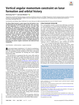 Vertical Angular Momentum Constraint on Lunar Formation and Orbital History