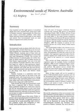 Environmental Weeds of Western Australia ~ 6O.-C£ ~ · G.J