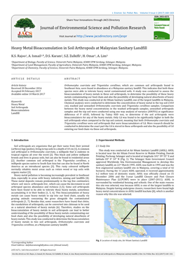 Heavy Metal Bioaccumulation in Soil Arthropods at a Malaysian Sanitary Landfill, J