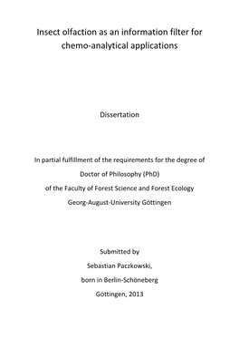 Insect Olfaction As an Information Filter for Chemo-Analytical Applications
