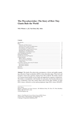 The Phycodnaviridae: the Story of How Tiny Giants Rule the World