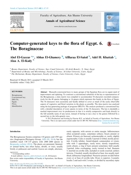 Computer-Generated Keys to the Flora of Egypt. 6. the Boraginaceae