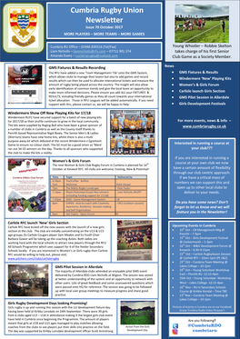 Cumbria Rugby Union Newsletter