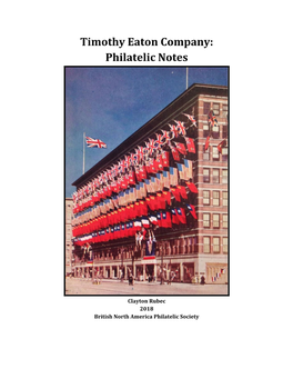 Timothy Eaton Company: Philatelic Notes