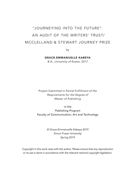 Mcclelland & Stewart Journey Prize