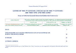 IDENTITY of GETAE and GOTHS CHRONOLOGY of WIELBARK-GOTHS and SÂNTANA DE MUREȘ-CHERNYAKHOV-GOTHS COUNTER-STRATIGRAPHICALLY SOME 300 YEARS APART STRATIGRAPHY 1St-3Rd C