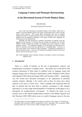 Language Contact and Metatypic Restructuring in the Directional System of North Maluku Malay