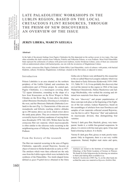 Libera Et Al Late Palaeolithic Workshops in the Lublin Region, Based on the Local Cretaceous Flint Resources, Through the Prism