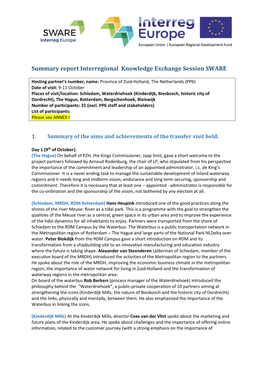 Summary Report Interregional Knowledge Exchange Session SWARE