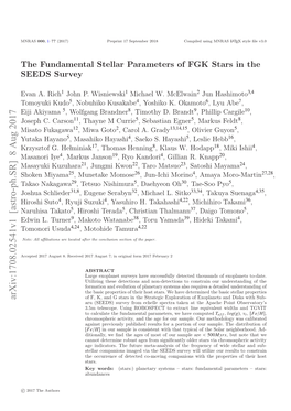 The Fundamental Stellar Parameters of FGK Stars in the SEEDS Survey