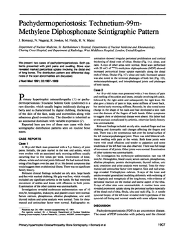 Pachydermoperiostosis: Technetium-9 9M- Methylene Diphosphonate Scintigraphic Pattern