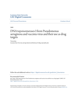 DNA Topoisomerases I from Pseudomonas Aeruginosa And