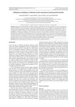 Orthoptera Assemblages As Indicators for the Restoration of Sand Grassland Networks