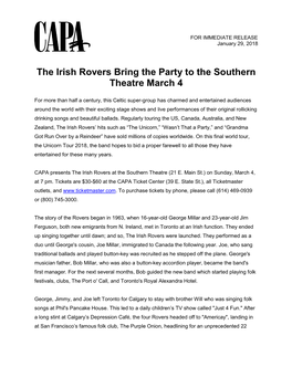 The Irish Rovers Bring the Party to the Southern Theatre March 4