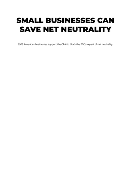 Small Businesses Can Save Net Neutrality