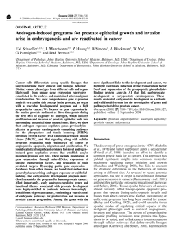 Androgen-Induced Programs for Prostate Epithelial Growth and Invasion Arise in Embryogenesis and Are Reactivated in Cancer