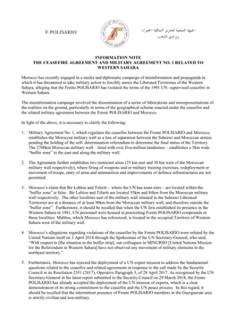 Information Note the Ceasefire Agreement and Military Agreement No