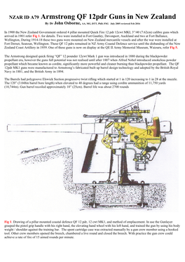 NZAR ID A79 Armstrong QF 12Pdr Guns in New Zealand by Dr John Osborne, AA, MG, DTT, Phd, FSG July 2005 Reviewed Feb 2016