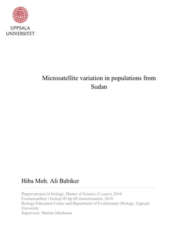 Microsatellite Variation in Populations from Sudan