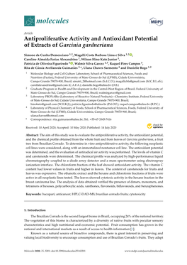 Antiproliferative Activity and Antioxidant Potential of Extracts of Garcinia Gardneriana