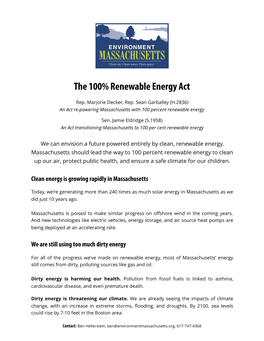 100% Renewable Energy Act Fact Sheet