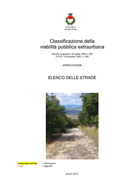 Classificazione Della Viabilità Pubblica Extraurbana