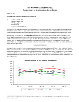 Tight Races in Both NH Congressional Districts 8/19/14