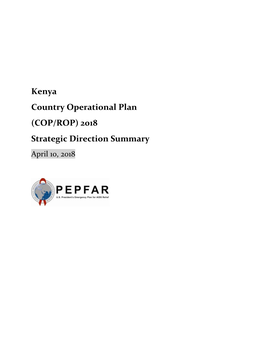 Kenya Country Operational Plan 2018 Strategic Direction Summary