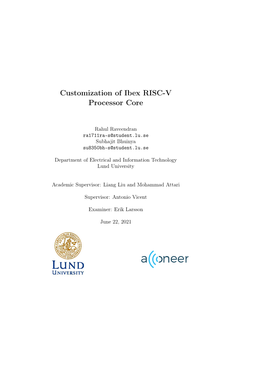 Customization of Ibex RISC-V Processor Core