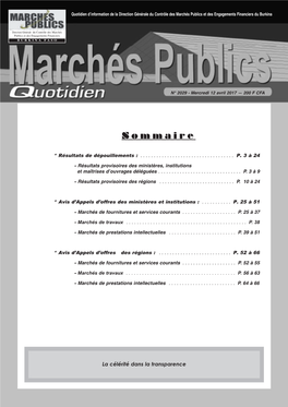 N D’Information De La Direction Générale Du Contrôle Des Marchés Publics Et Des Engagements Financiers Du Burkina