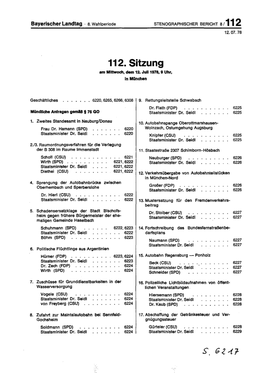 112. Sitzung Am Mittwoch, Dem 12