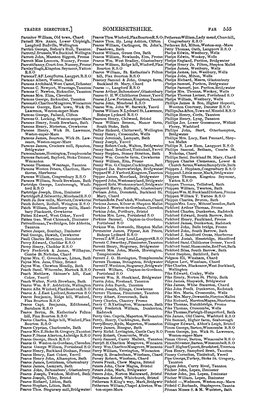 SOMERSETSHIRE. F.AR 555 Parmiter William, Old Town, Chard Pearcethos.Winford,Flaxbourtonr.S.O Petheramwilliam,Lady Mead,Churchill, Parnell Mrs