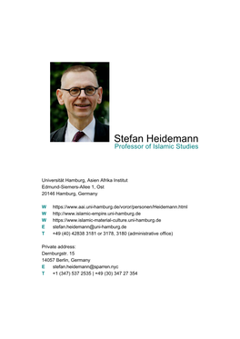 Stefan Heidemann Professor of Islamic Studies