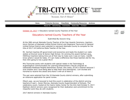 Educators Named County Teachers of the Year Educators Named County Teachers of the Year