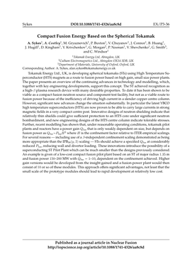 Compact Fusion Energy Based on the Spherical Tokamak A