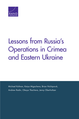 Lessons from Russia's Operations in Crimea and Eastern Ukraine