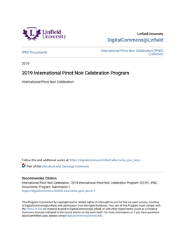 2019 International Pinot Noir Celebration Program