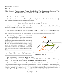 The Second Fundamental Form. Geodesics. the Curvature Tensor