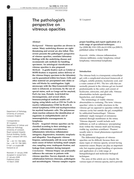 The Pathologist's Perspective on Vitreous Opacities