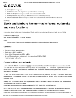 Ebola and Marburg Haemorrhagic Fevers: Outbreaks and Case Locations - GOV.UK GOV.UK