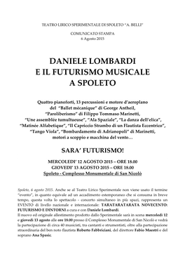 Daniele Lombardi E Il Futurismo Musicale a Spoleto