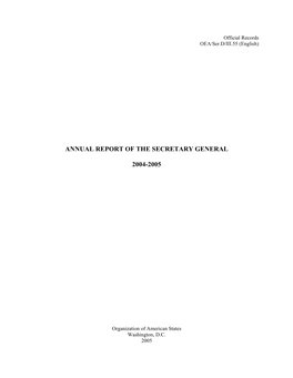 Annual Report of the Secretary General 2004-2005