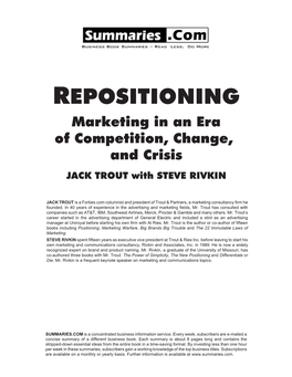 Summary of "Repositioning" by Jack Trout and Steve Rivkin