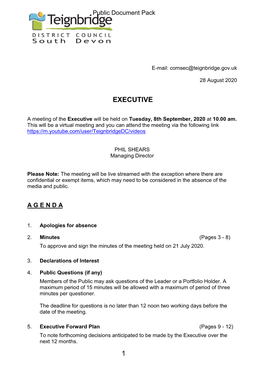 (Public Pack)Agenda Document for Executive, 08/09/2020 10:00
