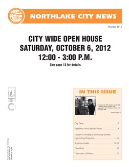 City Wide Open House Saturday, October 6, 2012 12:00 - 3:00 P.M