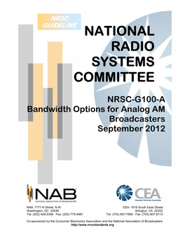 Bandwidth Options for Analog AM Broadcasters September 2012