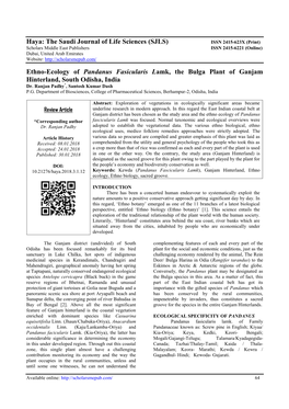 (SJLS) Ethno-Ecology of Pandanus Fasicularis Lamk, the Bulga Plant Of